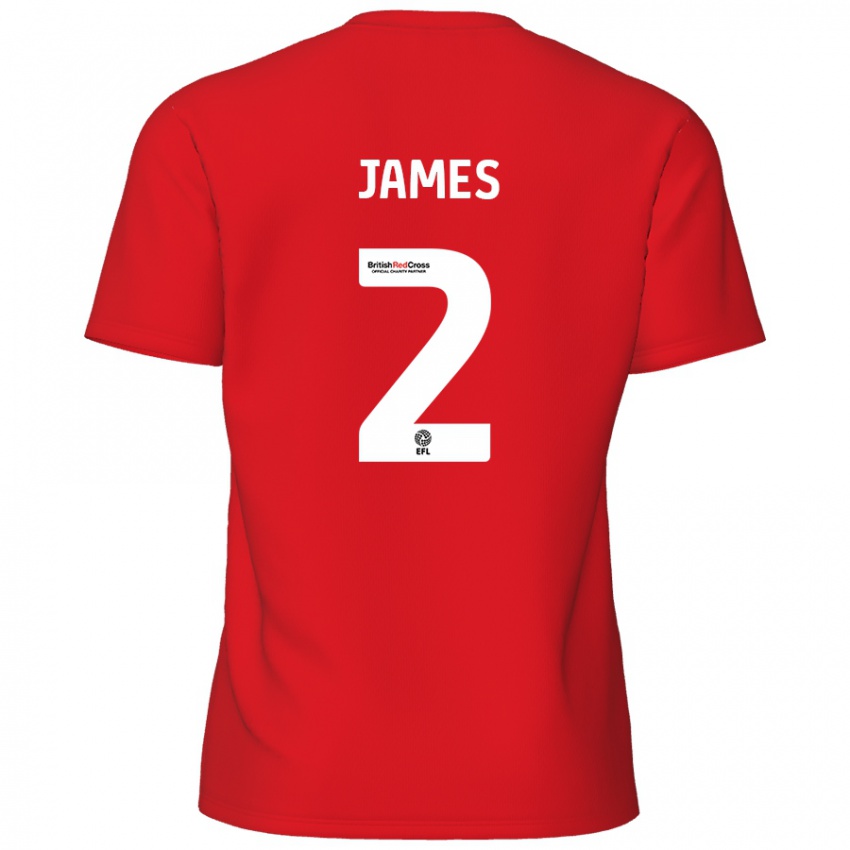 Mænd Tom James #2 Rød Hjemmebane Spillertrøjer 2024/25 Trøje T-Shirt