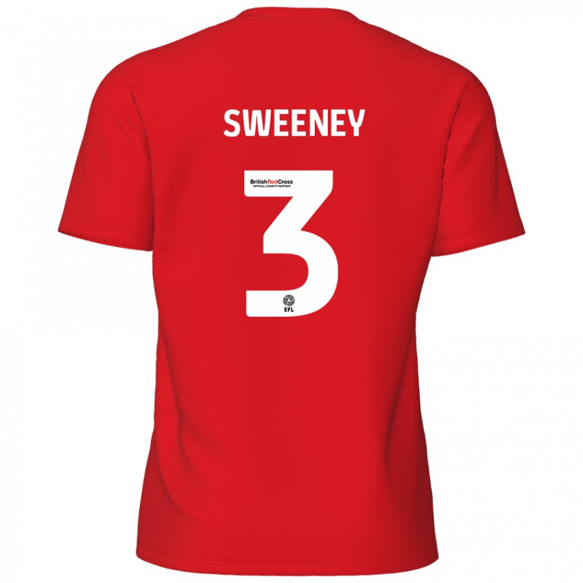 Mænd Jayden Sweeney #3 Rød Hjemmebane Spillertrøjer 2024/25 Trøje T-Shirt