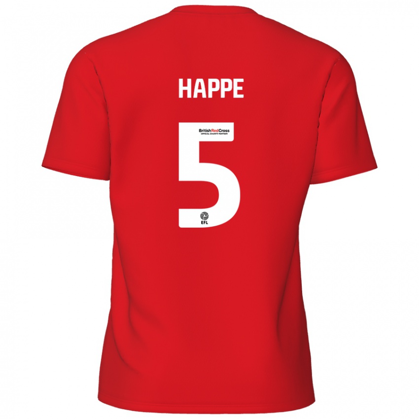 Mænd Dan Happe #5 Rød Hjemmebane Spillertrøjer 2024/25 Trøje T-Shirt