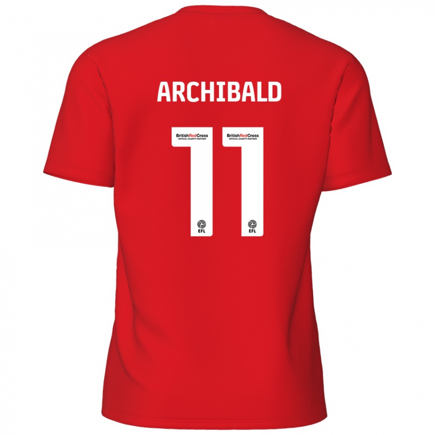 Mænd Theo Archibald #11 Rød Hjemmebane Spillertrøjer 2024/25 Trøje T-Shirt