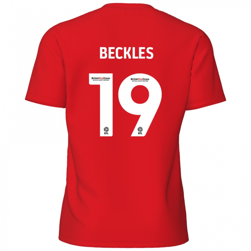 Mænd Omar Beckles #19 Rød Hjemmebane Spillertrøjer 2024/25 Trøje T-Shirt