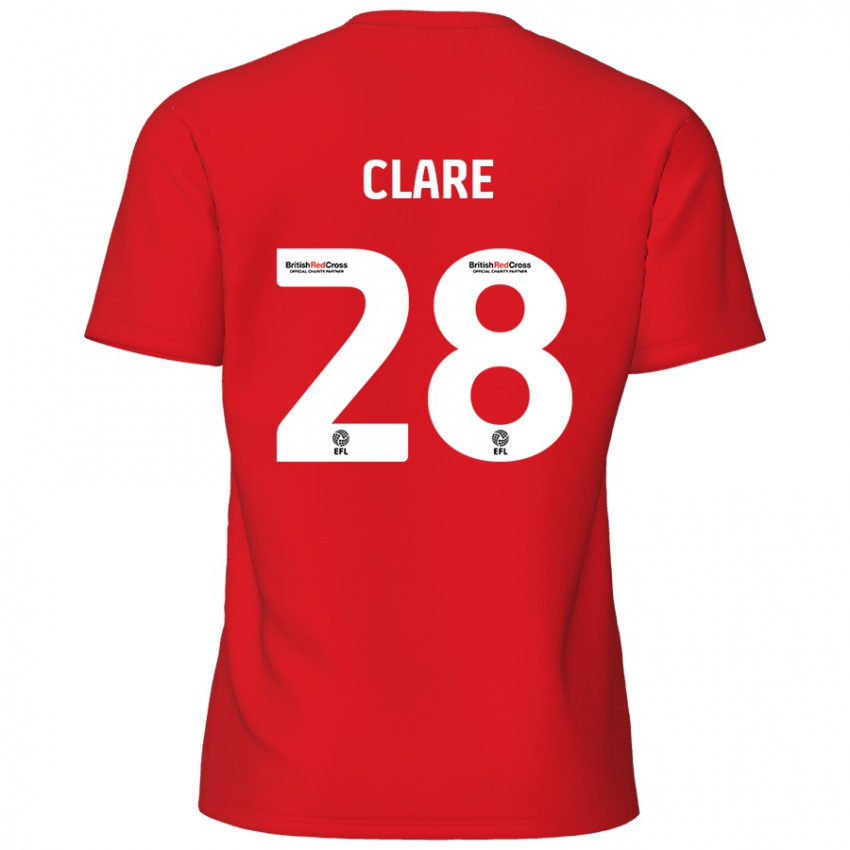 Mænd Sean Clare #28 Rød Hjemmebane Spillertrøjer 2024/25 Trøje T-Shirt