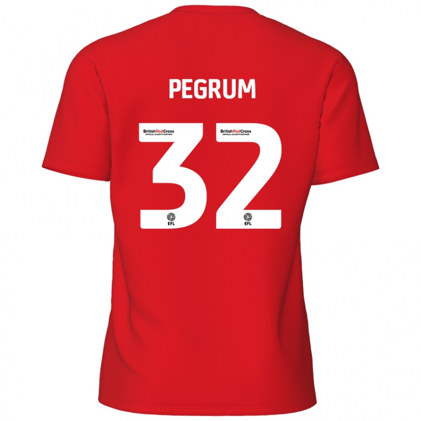 Mænd Charlie Pegrum #32 Rød Hjemmebane Spillertrøjer 2024/25 Trøje T-Shirt