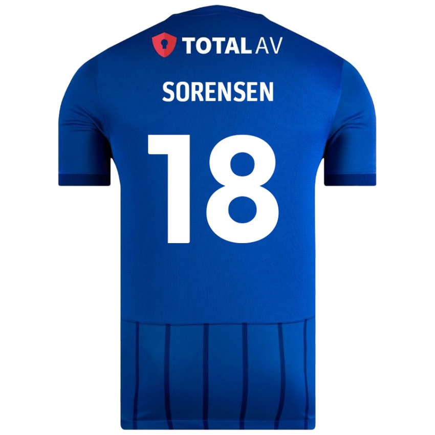 Mænd Elias Sørensen #18 Blå Hjemmebane Spillertrøjer 2024/25 Trøje T-Shirt