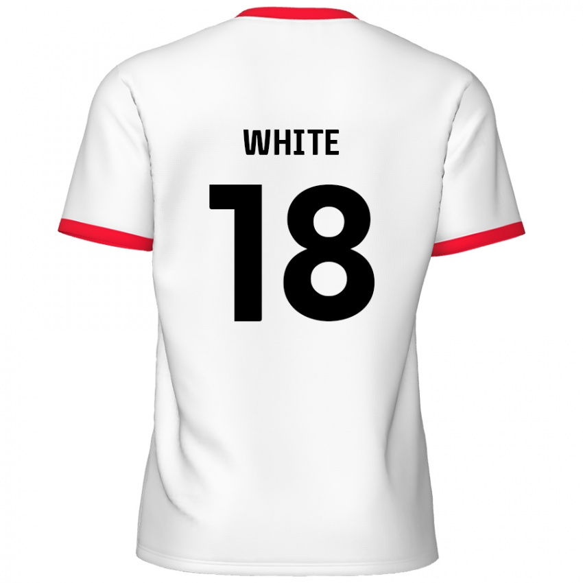 Mænd Harvey White #18 Hvid Rød Hjemmebane Spillertrøjer 2024/25 Trøje T-Shirt