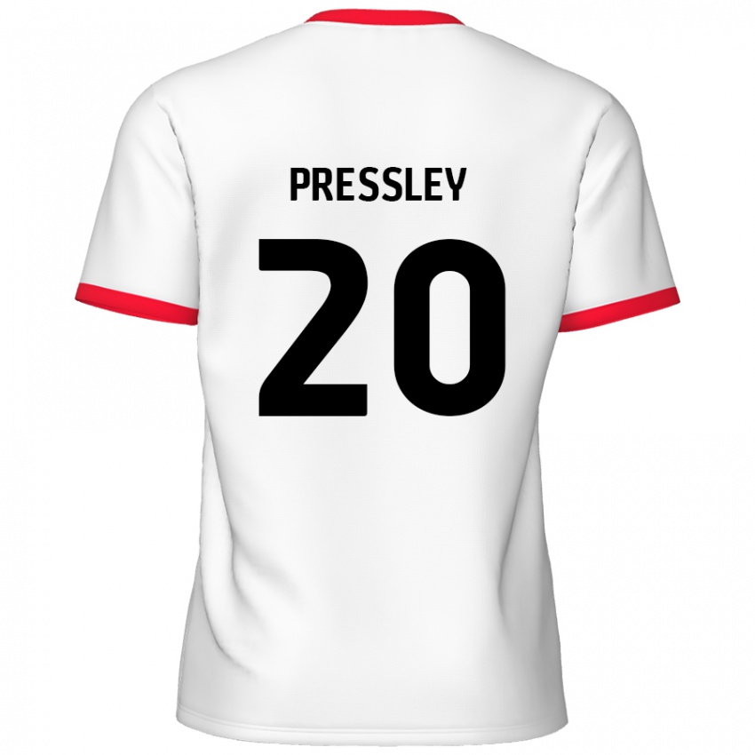 Mænd Aaron Pressley #20 Hvid Rød Hjemmebane Spillertrøjer 2024/25 Trøje T-Shirt