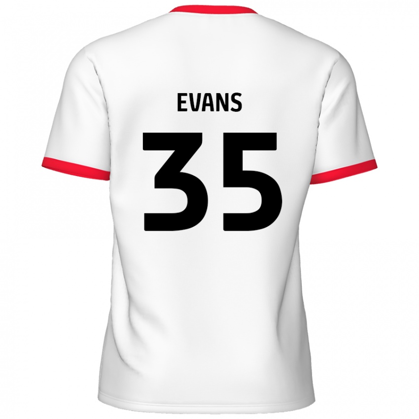 Mænd Makise Evans #35 Hvid Rød Hjemmebane Spillertrøjer 2024/25 Trøje T-Shirt