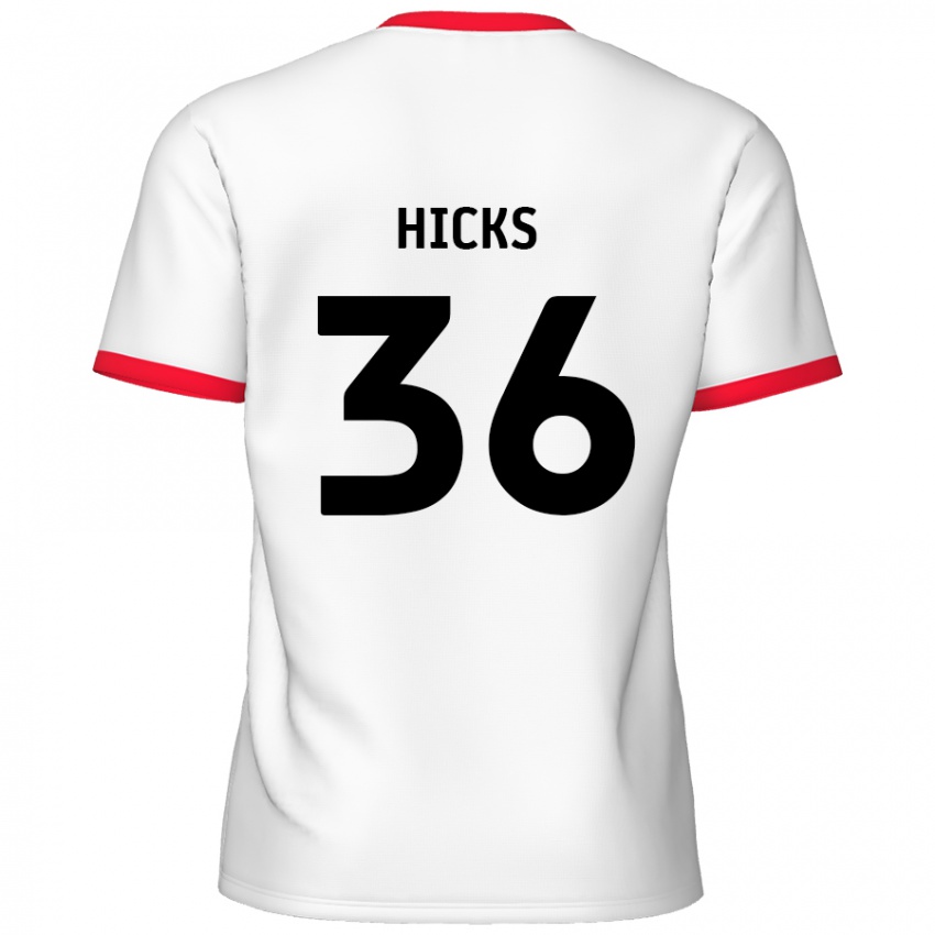 Mænd David Hicks #36 Hvid Rød Hjemmebane Spillertrøjer 2024/25 Trøje T-Shirt