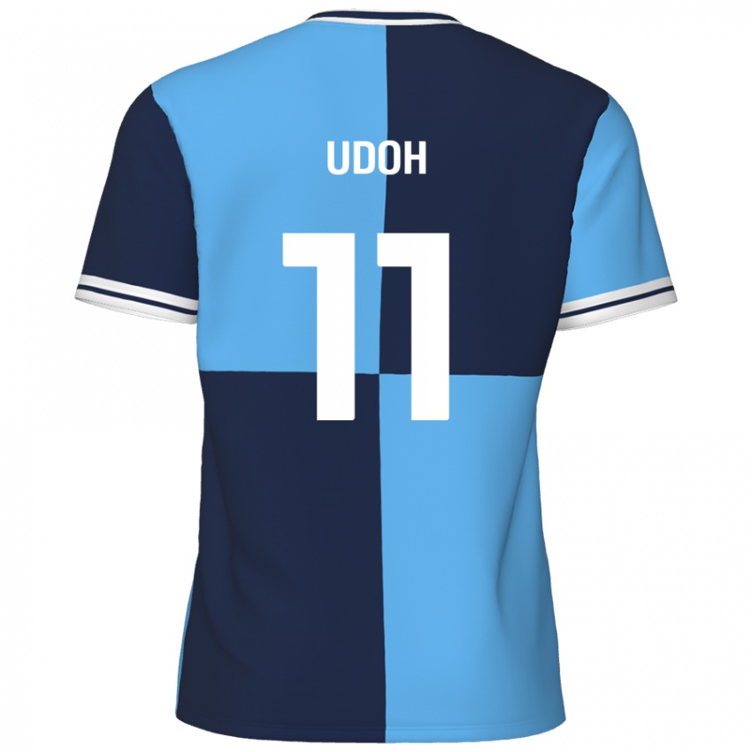 Mænd Daniel Udoh #11 Himmelblå Mørkeblå Hjemmebane Spillertrøjer 2024/25 Trøje T-Shirt