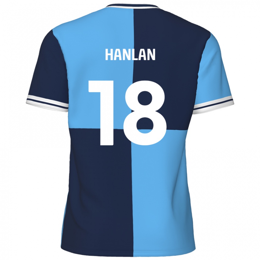 Mænd Brandon Hanlan #18 Himmelblå Mørkeblå Hjemmebane Spillertrøjer 2024/25 Trøje T-Shirt