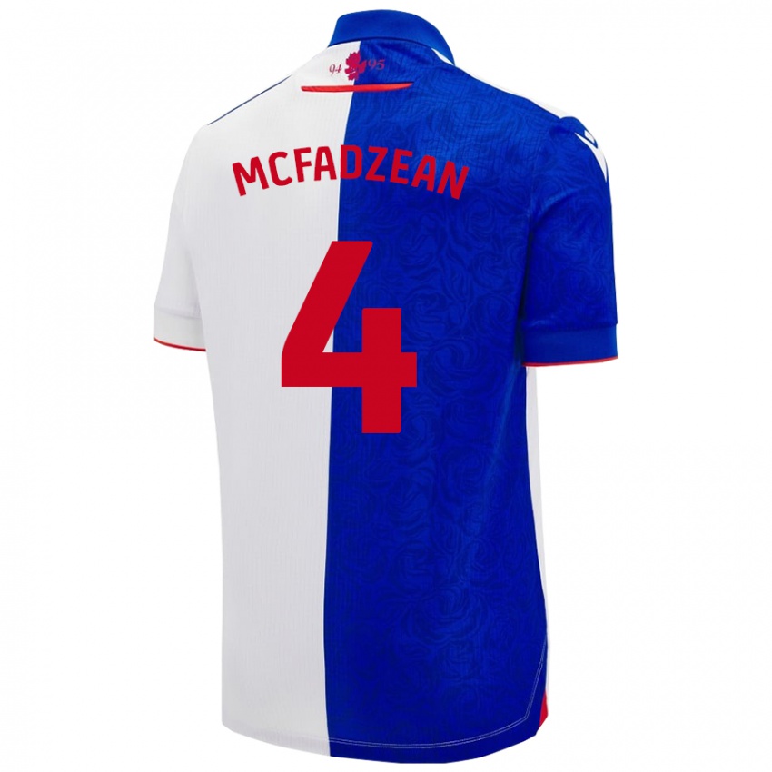 Mænd Kyle Mcfadzean #4 Himmelblå Hvid Hjemmebane Spillertrøjer 2024/25 Trøje T-Shirt