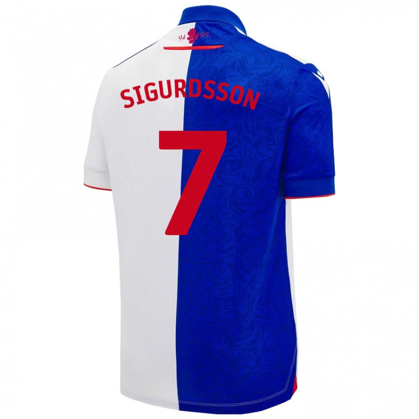 Mænd Arnór Sigurdsson #7 Himmelblå Hvid Hjemmebane Spillertrøjer 2024/25 Trøje T-Shirt