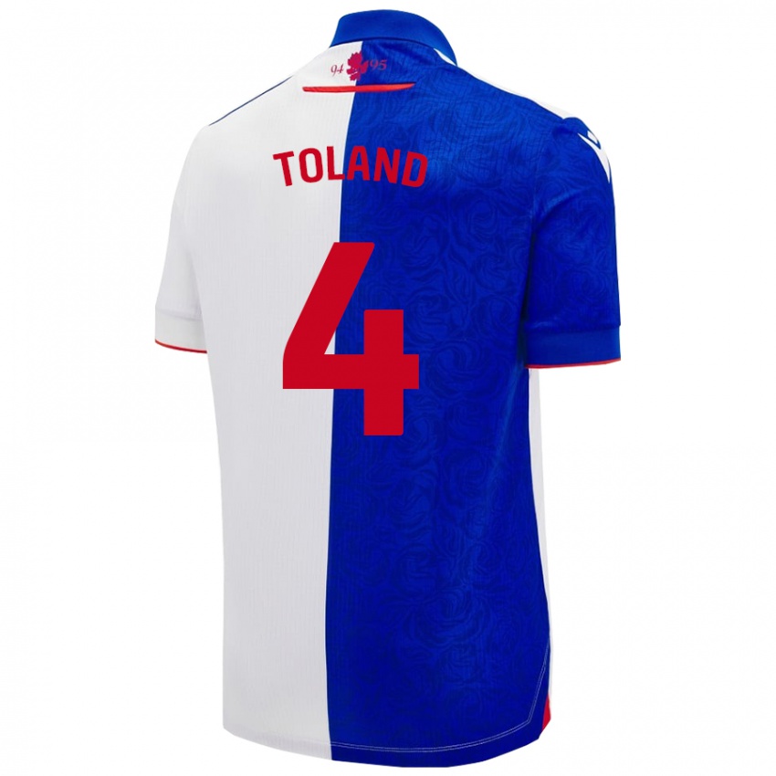 Mænd Tyler Toland #4 Himmelblå Hvid Hjemmebane Spillertrøjer 2024/25 Trøje T-Shirt