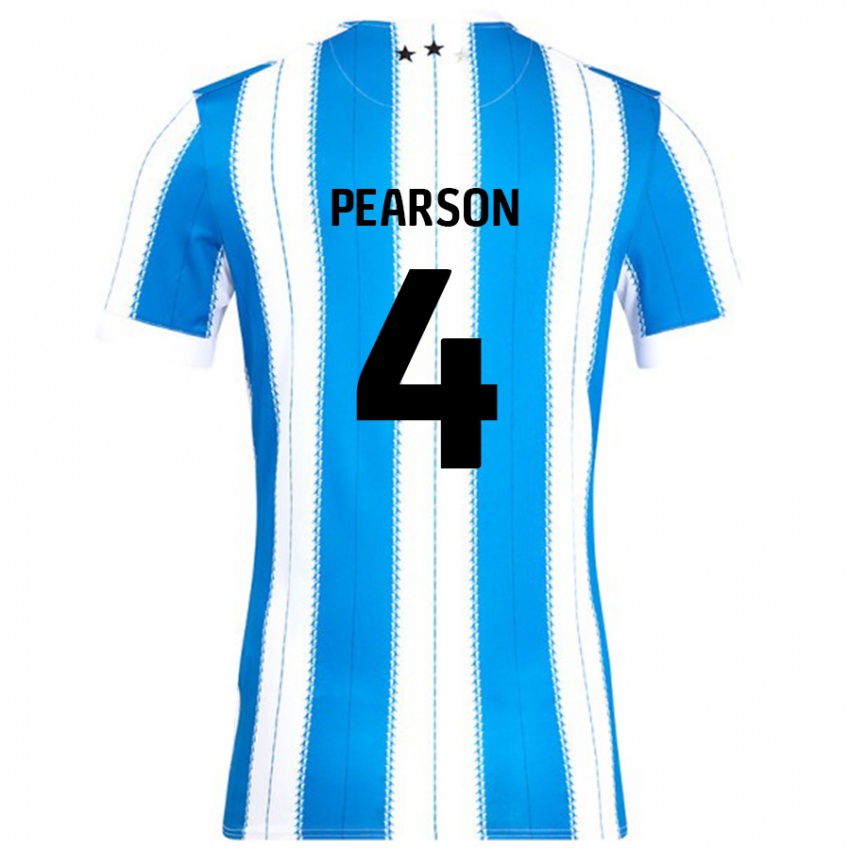 Mænd Matty Pearson #4 Blå Hvid Hjemmebane Spillertrøjer 2024/25 Trøje T-Shirt