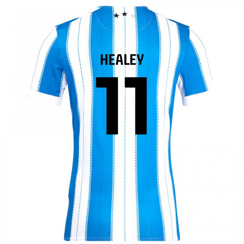 Mænd Rhys Healey #11 Blå Hvid Hjemmebane Spillertrøjer 2024/25 Trøje T-Shirt