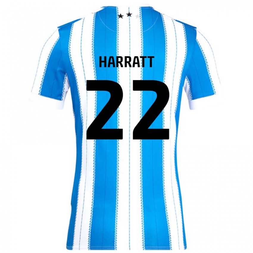 Mænd Kian Harratt #22 Blå Hvid Hjemmebane Spillertrøjer 2024/25 Trøje T-Shirt