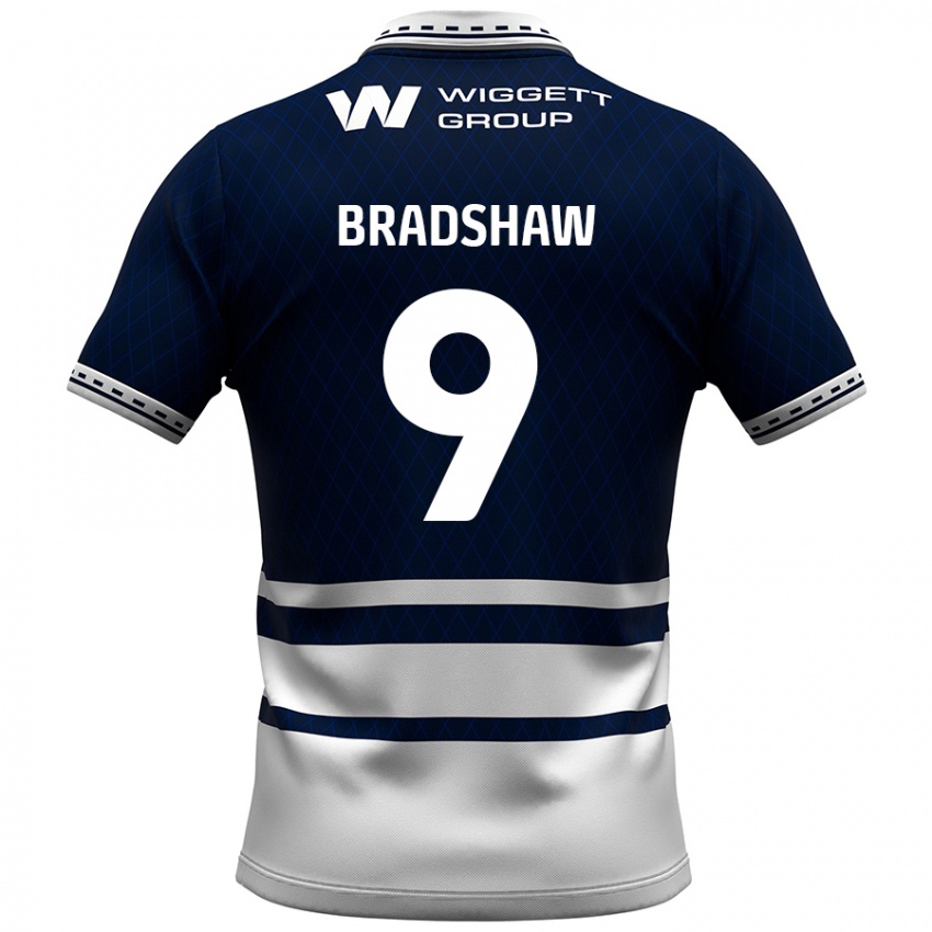 Mænd Tom Bradshaw #9 Marineblå Hvid Hjemmebane Spillertrøjer 2024/25 Trøje T-Shirt