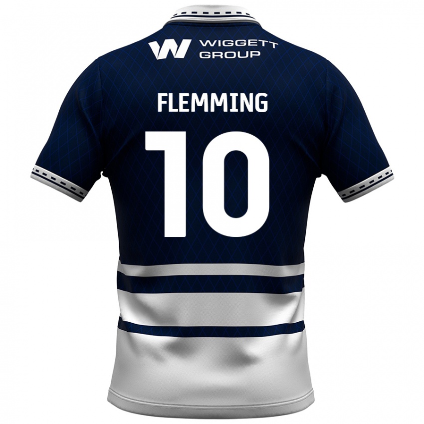 Mænd Zian Flemming #10 Marineblå Hvid Hjemmebane Spillertrøjer 2024/25 Trøje T-Shirt