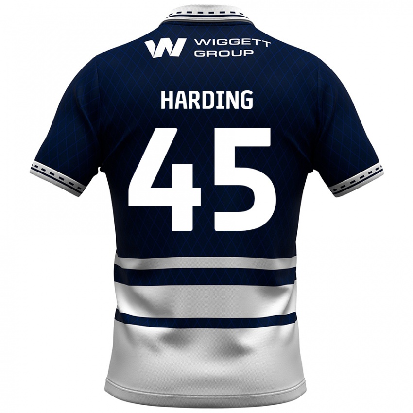 Mænd Wes Harding #45 Marineblå Hvid Hjemmebane Spillertrøjer 2024/25 Trøje T-Shirt