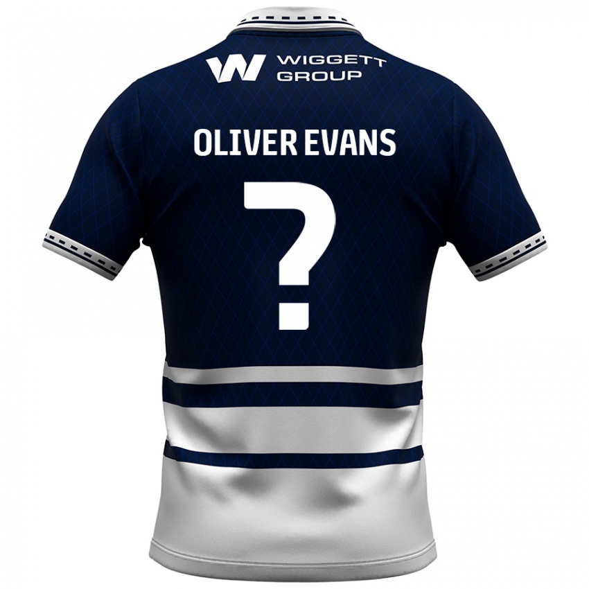 Mænd Oliver Evans #0 Marineblå Hvid Hjemmebane Spillertrøjer 2024/25 Trøje T-Shirt