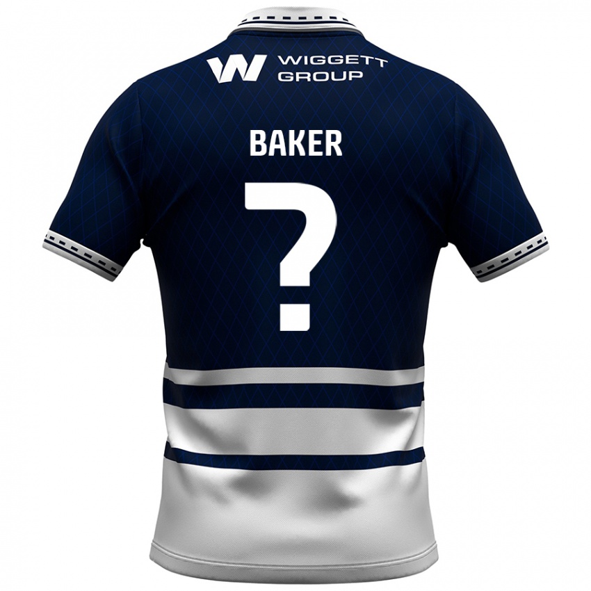 Mænd Frankie Baker #0 Marineblå Hvid Hjemmebane Spillertrøjer 2024/25 Trøje T-Shirt