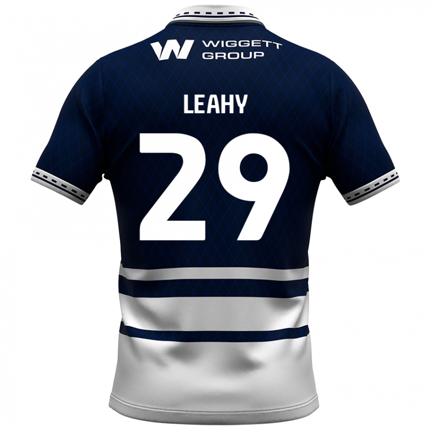 Mænd Tom Leahy #29 Marineblå Hvid Hjemmebane Spillertrøjer 2024/25 Trøje T-Shirt