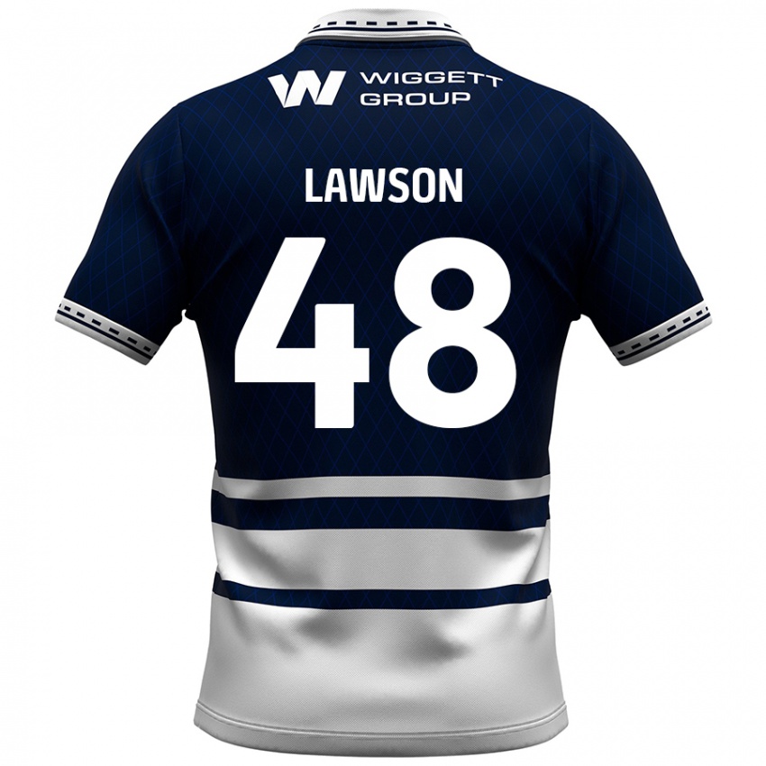 Mænd Sha'mar Lawson #48 Marineblå Hvid Hjemmebane Spillertrøjer 2024/25 Trøje T-Shirt