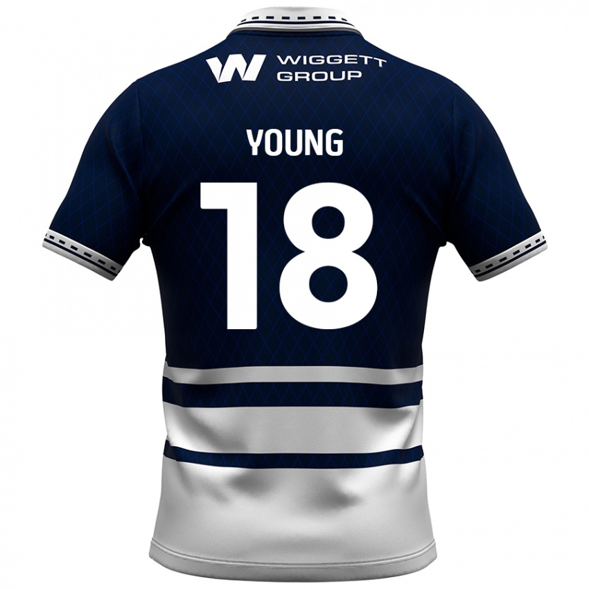 Mænd Michelle Young #18 Marineblå Hvid Hjemmebane Spillertrøjer 2024/25 Trøje T-Shirt