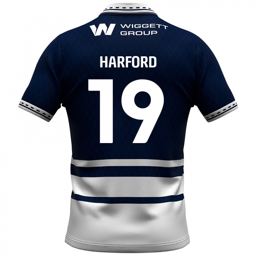 Mænd Beth Harford #19 Marineblå Hvid Hjemmebane Spillertrøjer 2024/25 Trøje T-Shirt