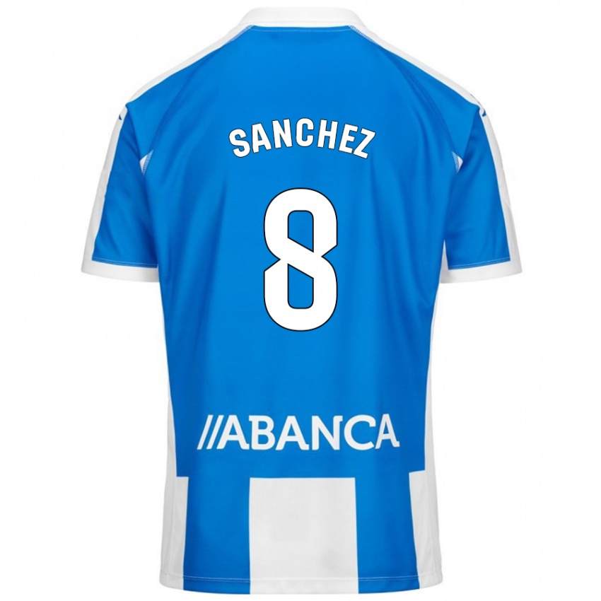 Mænd Carlota Sánchez #8 Blå Hvid Hjemmebane Spillertrøjer 2024/25 Trøje T-Shirt