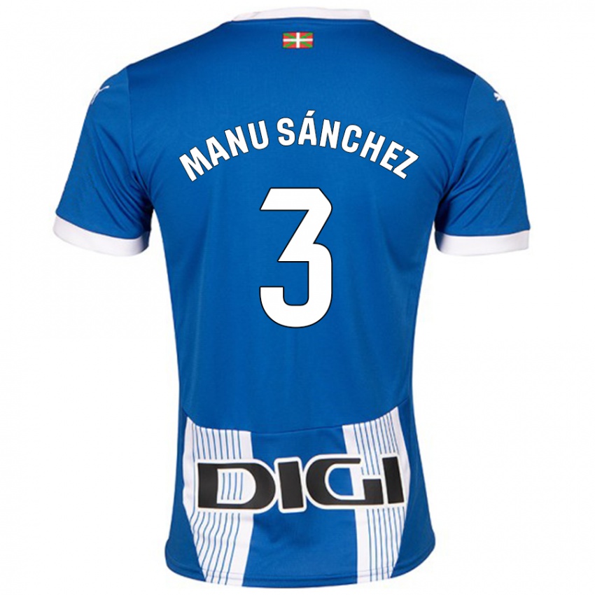 Mænd Manu Sanchez #3 Blå Hjemmebane Spillertrøjer 2024/25 Trøje T-Shirt