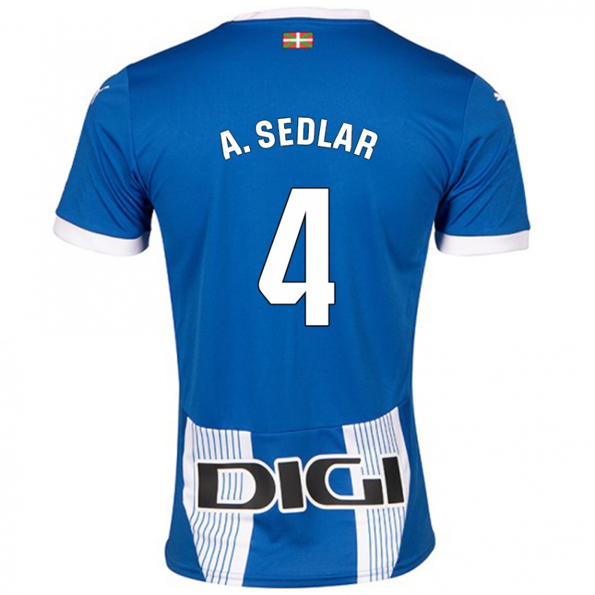 Mænd Aleksandar Sedlar #4 Blå Hjemmebane Spillertrøjer 2024/25 Trøje T-Shirt