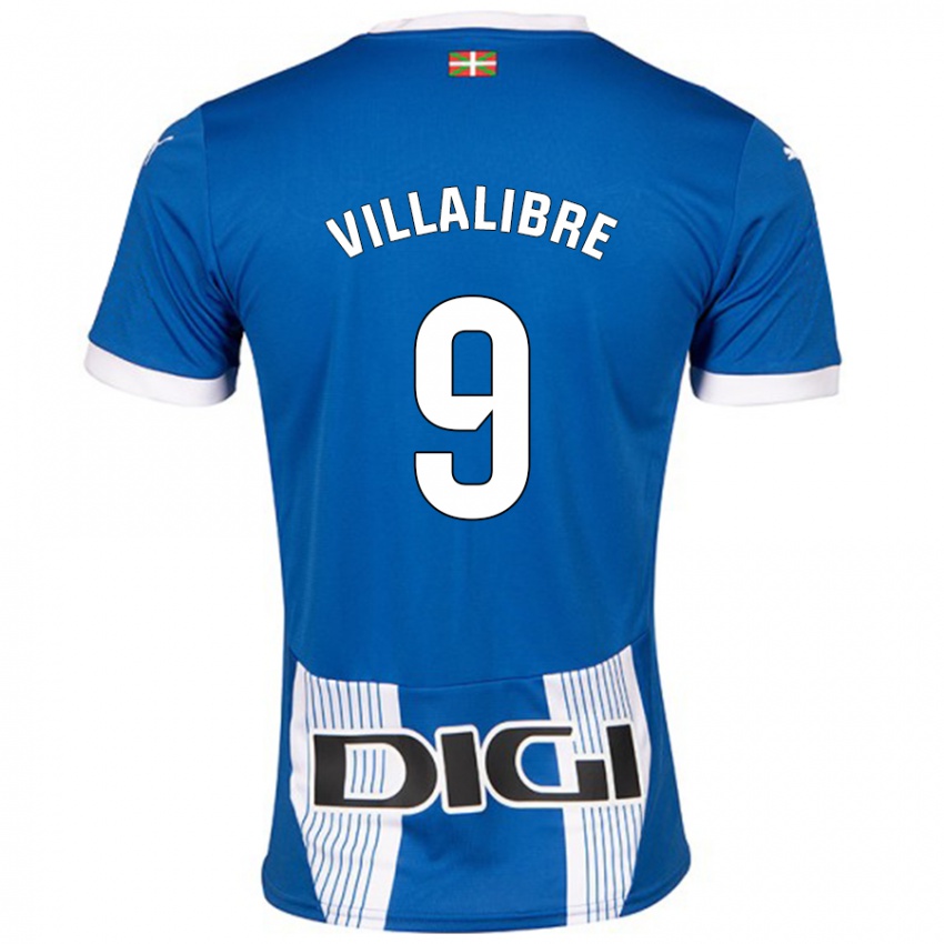 Mænd Asier Villalibre #9 Blå Hjemmebane Spillertrøjer 2024/25 Trøje T-Shirt