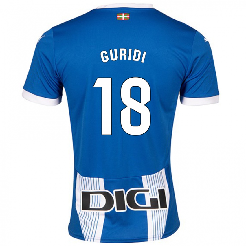 Mænd Jon Guridi #18 Blå Hjemmebane Spillertrøjer 2024/25 Trøje T-Shirt