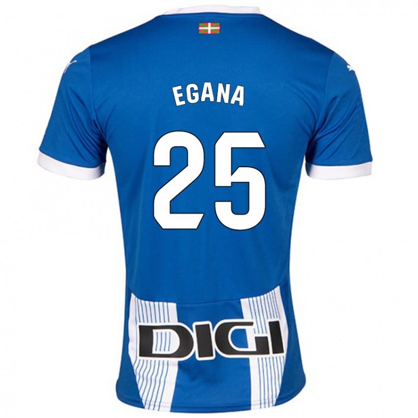 Mænd Eider Egaña #25 Blå Hjemmebane Spillertrøjer 2024/25 Trøje T-Shirt