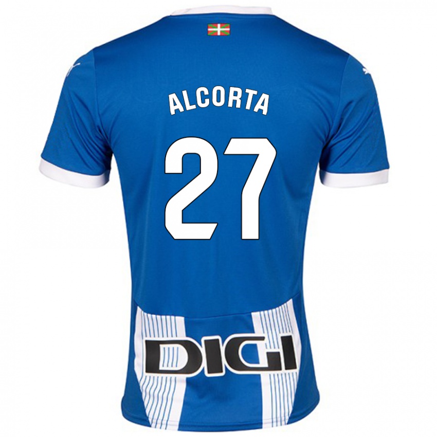 Mænd Alaitz Alcorta #27 Blå Hjemmebane Spillertrøjer 2024/25 Trøje T-Shirt