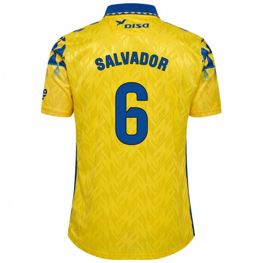 Mænd Pol Salvador #6 Gul Blå Hjemmebane Spillertrøjer 2024/25 Trøje T-Shirt