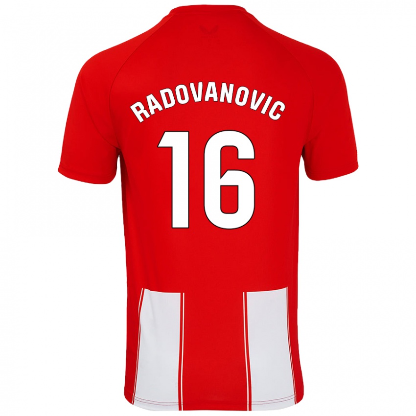 Mænd Aleksandar Radovanovic #16 Rød Hvid Hjemmebane Spillertrøjer 2024/25 Trøje T-Shirt