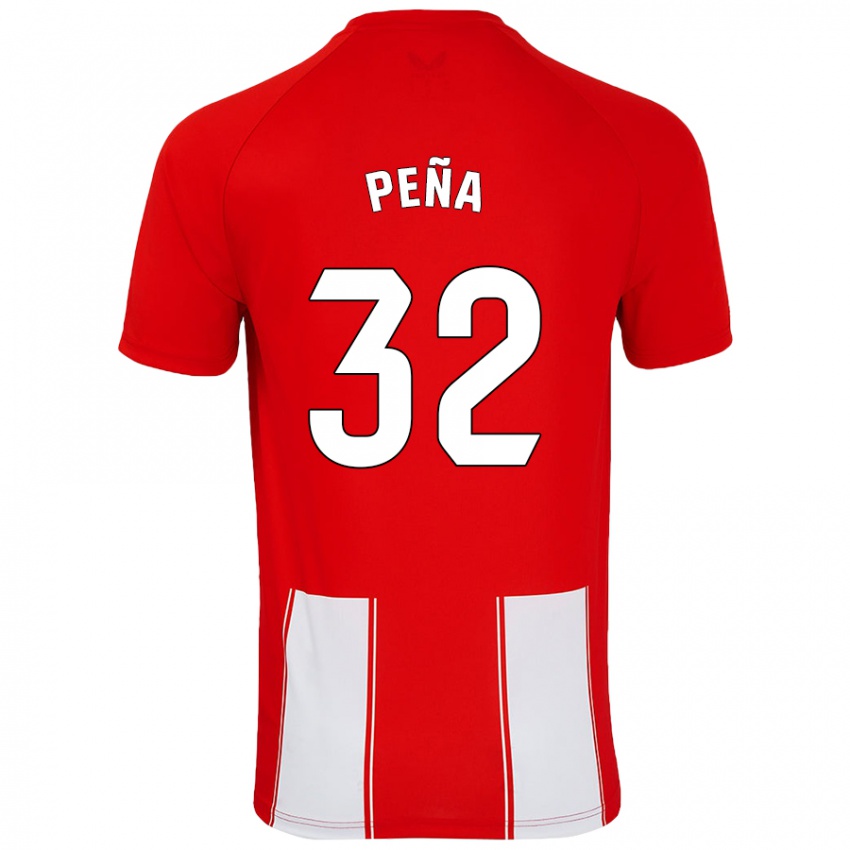 Mænd Marcos Peña #32 Rød Hvid Hjemmebane Spillertrøjer 2024/25 Trøje T-Shirt