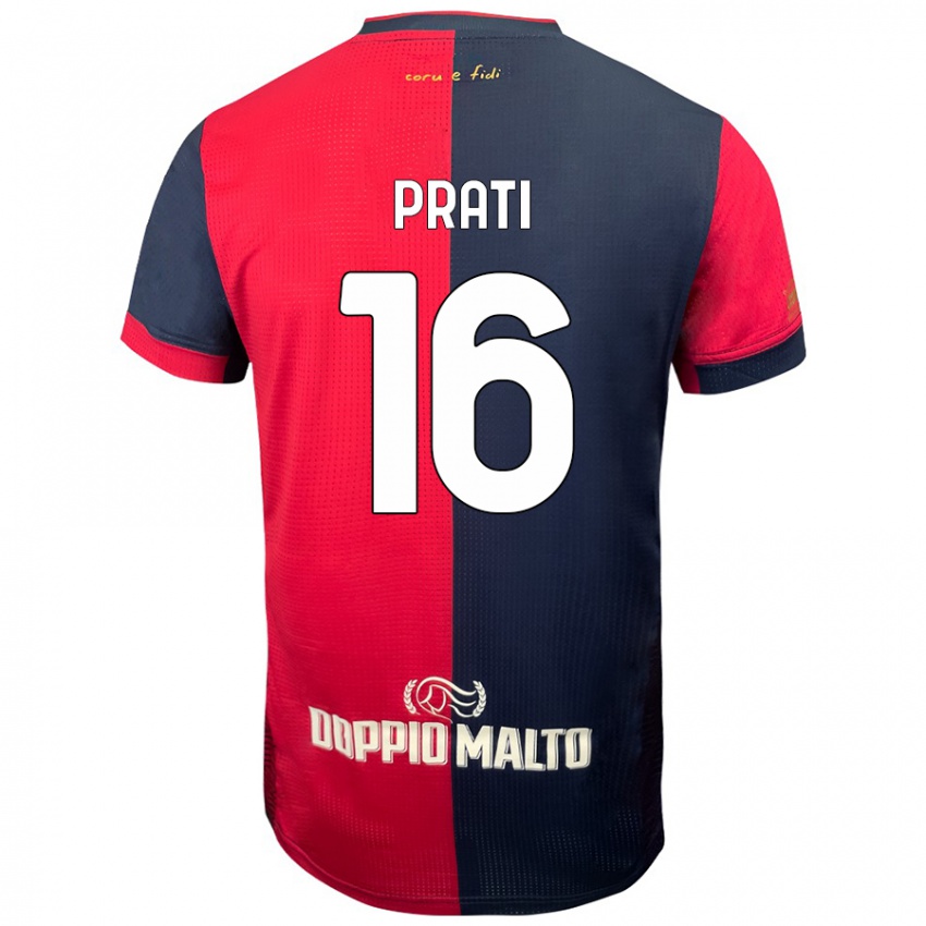 Mænd Matteo Prati #16 Rød Mørkere Blå Hjemmebane Spillertrøjer 2024/25 Trøje T-Shirt