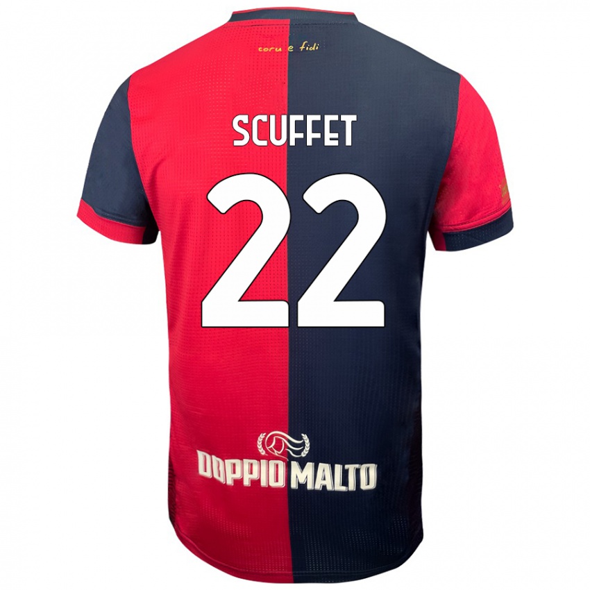 Mænd Simone Scuffet #22 Rød Mørkere Blå Hjemmebane Spillertrøjer 2024/25 Trøje T-Shirt