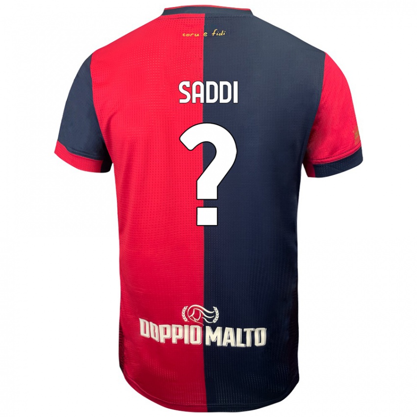 Mænd Gianluca Saddi #0 Rød Mørkere Blå Hjemmebane Spillertrøjer 2024/25 Trøje T-Shirt