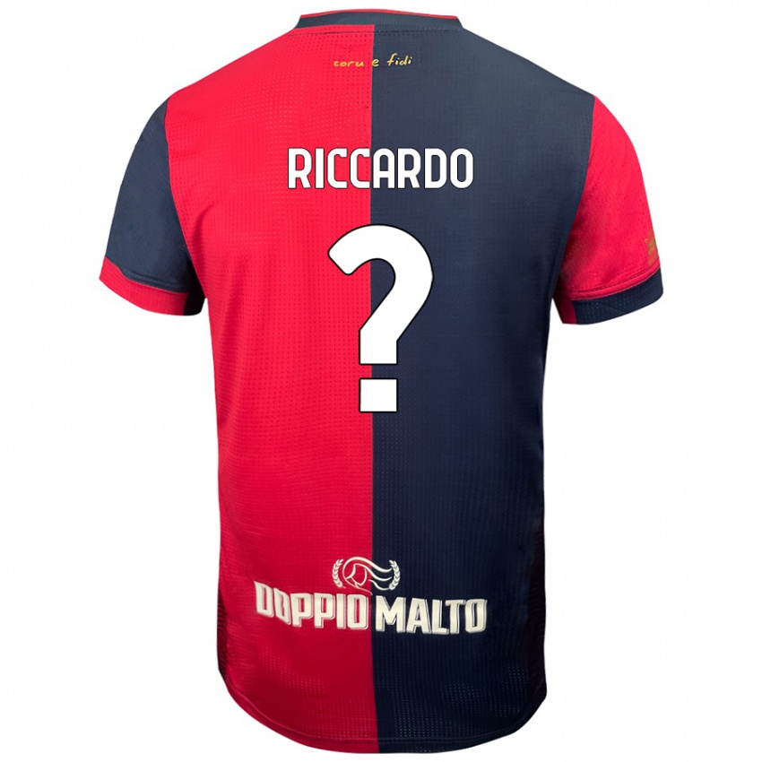 Mænd Riccardo Congiu #0 Rød Mørkere Blå Hjemmebane Spillertrøjer 2024/25 Trøje T-Shirt