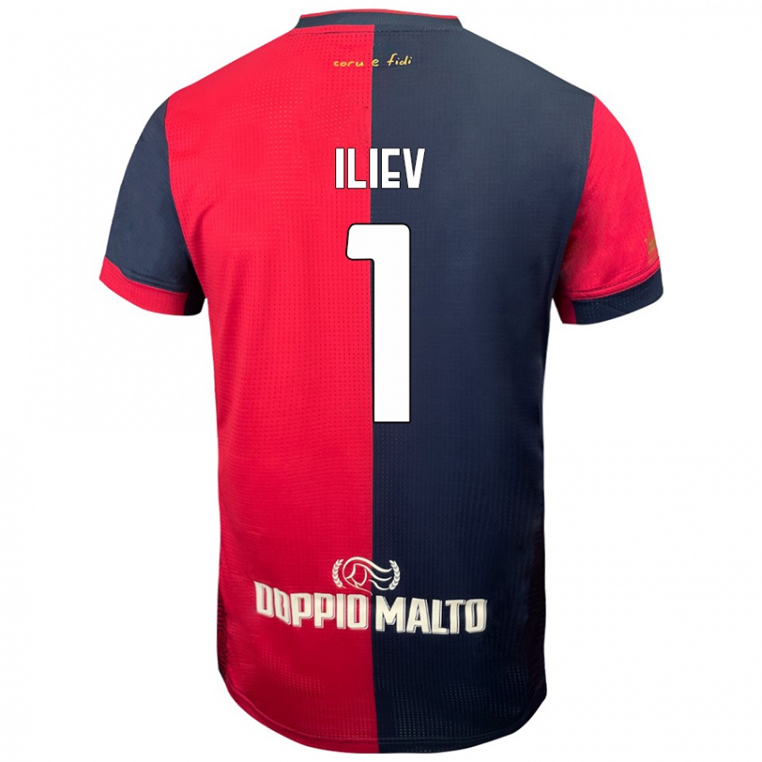 Mænd Velizar-Iliya Iliev #1 Rød Mørkere Blå Hjemmebane Spillertrøjer 2024/25 Trøje T-Shirt