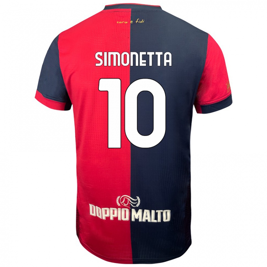 Mænd Jacopo Simonetta #10 Rød Mørkere Blå Hjemmebane Spillertrøjer 2024/25 Trøje T-Shirt