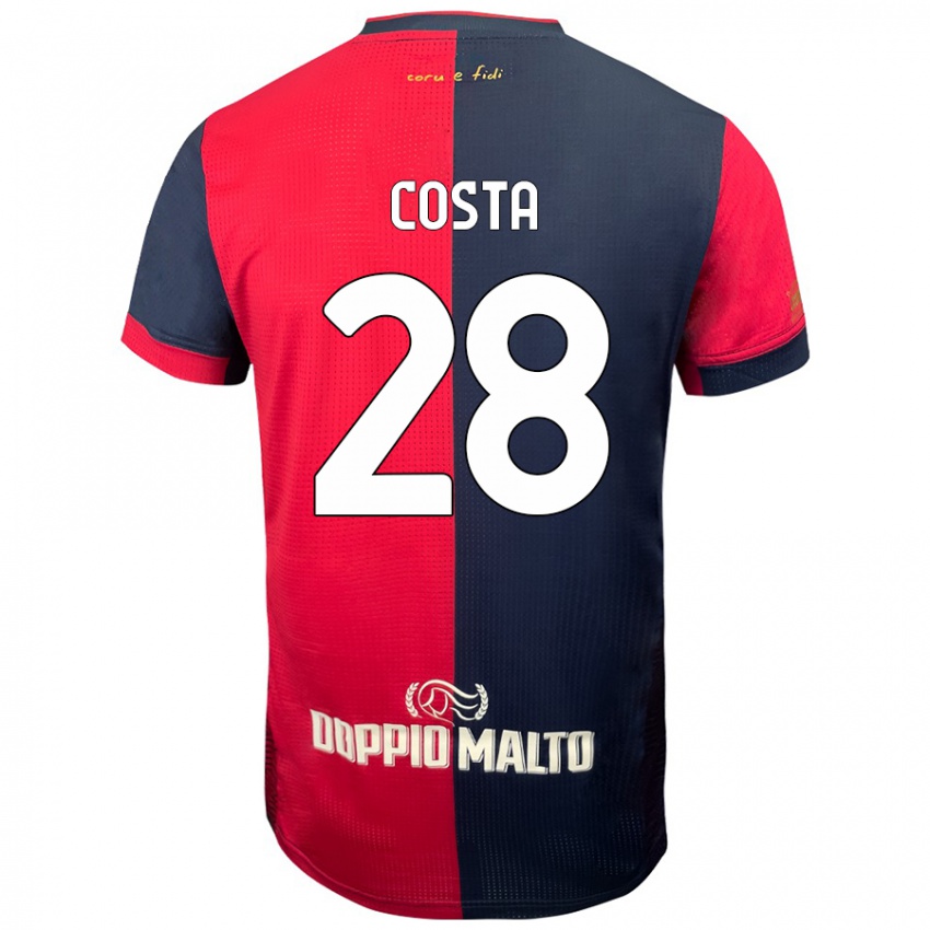 Mænd Luca Costa #28 Rød Mørkere Blå Hjemmebane Spillertrøjer 2024/25 Trøje T-Shirt