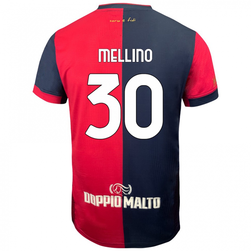 Mænd Carlo Mellino #30 Rød Mørkere Blå Hjemmebane Spillertrøjer 2024/25 Trøje T-Shirt