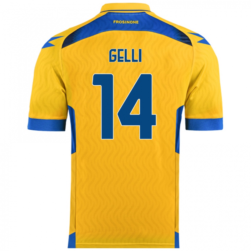 Mænd Francesco Gelli #14 Gul Hjemmebane Spillertrøjer 2024/25 Trøje T-Shirt