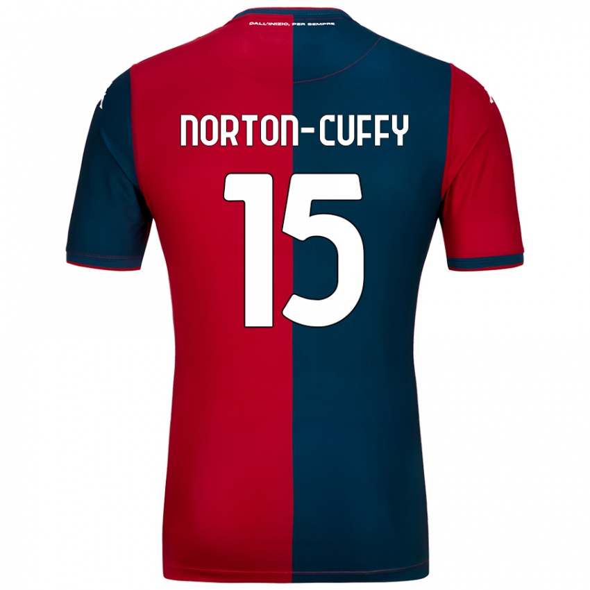 Mænd Brooke Norton-Cuffy #15 Rød Mørkeblå Hjemmebane Spillertrøjer 2024/25 Trøje T-Shirt