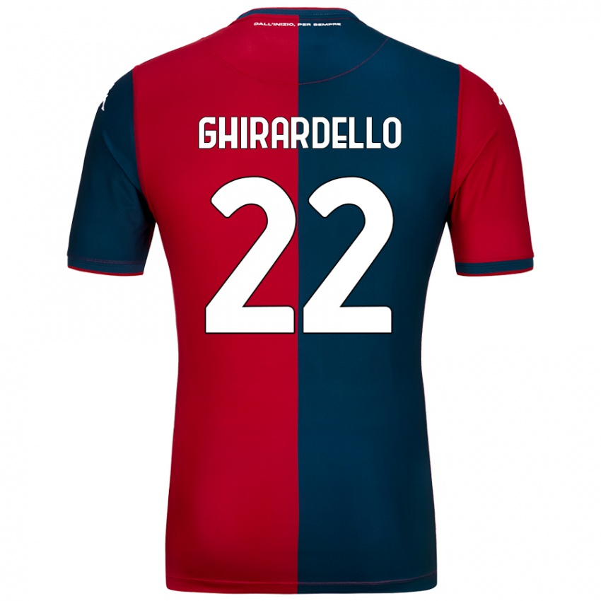 Mænd Tommaso Ghirardello #22 Rød Mørkeblå Hjemmebane Spillertrøjer 2024/25 Trøje T-Shirt